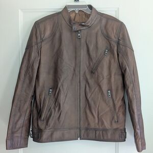 Felix Hardy Brown 100% real genuine quality mens leather jacket L